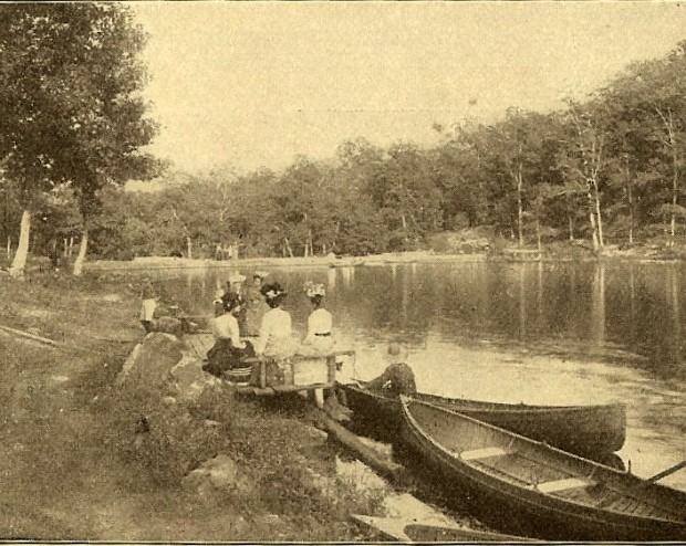 Ladies canoeing at the turn of the last century at what is now Lake Lucerne.